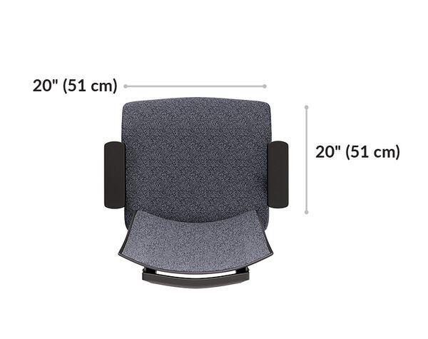 vari task chair seat is 20 inches wide and 20 inches long