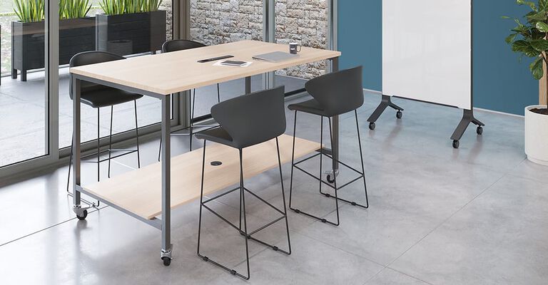 Side views of variety of standing desk solutions
