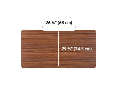The surface of the Electric Standing Desk 60x30 Darkwood top is 29.25 inches deep