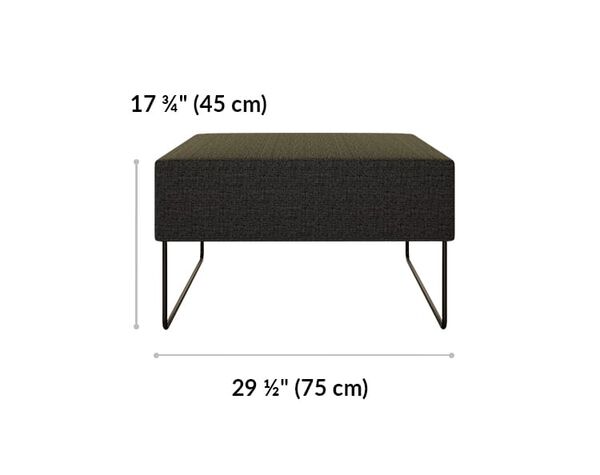 ottoman is 17 and 3 quarter inches tall and 29 and a half inches wide