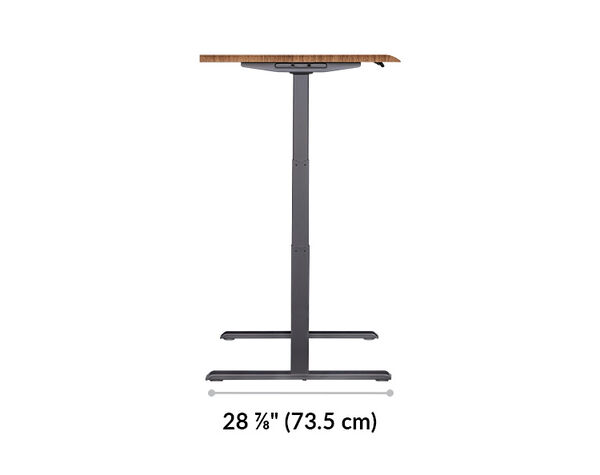 The base of the Electric Standing Desk with ComfortEdge 48x30 Walnut is 28.88 inches deep