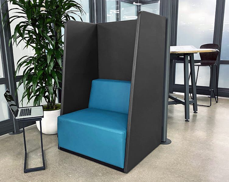 High Back Chair with laptop side table in office setting