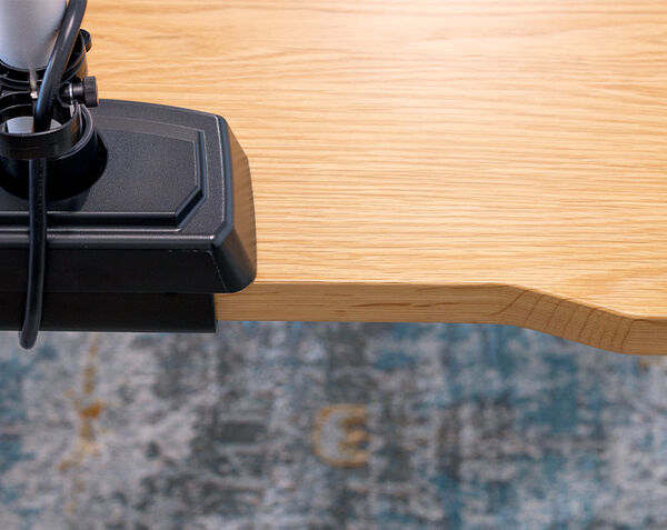 closeup of back of solid wood desk