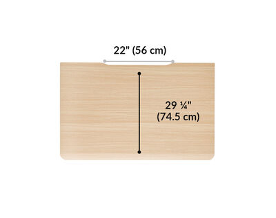 The surface of the Electric Standing Desk with ComfortEdge™ 48x30 light wood top with black legs is 29.25 inches deep