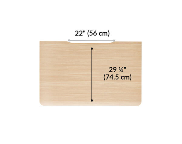 The surface of the Electric Standing Desk with ComfortEdge™  48x30 light wood top with black legs is 29.25 inches deep