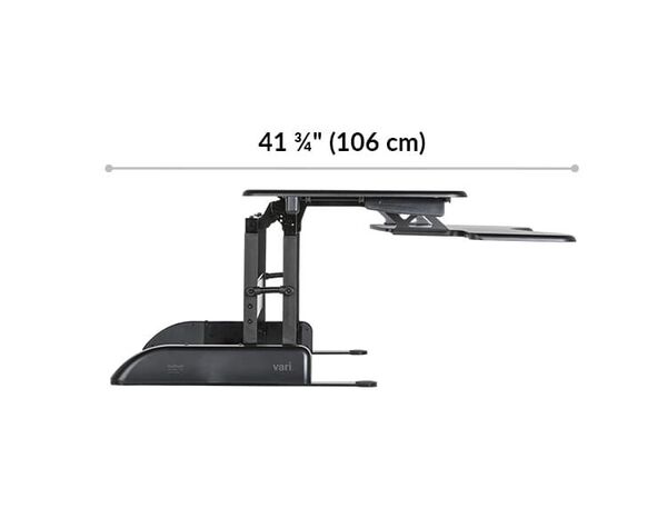 Dimension image shows that the desk riser is a total of 41.75 inches deep