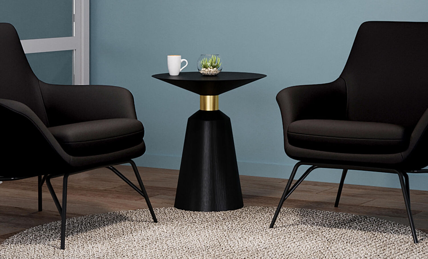 pedestal side table in office setting