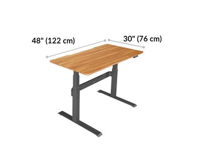vari electric standing desk 48x30 tabletop is 48 inches wide and 30 inches long