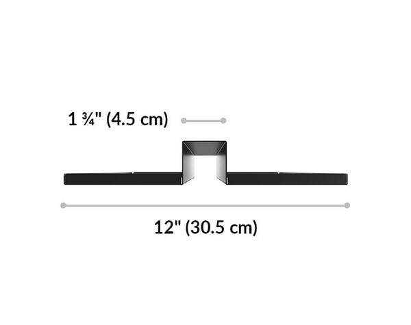 quickflex cubes top shelf is twelve inches wide and one and the slot for the wall panel is three quarters wide