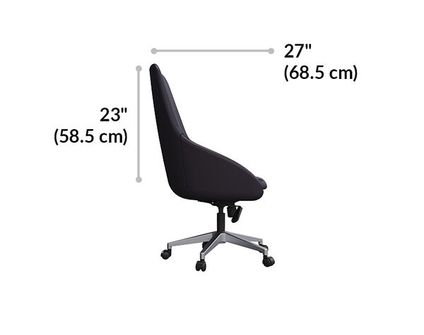 High Back Conference Chair seat is 23 inches tall and 27 inches deep 