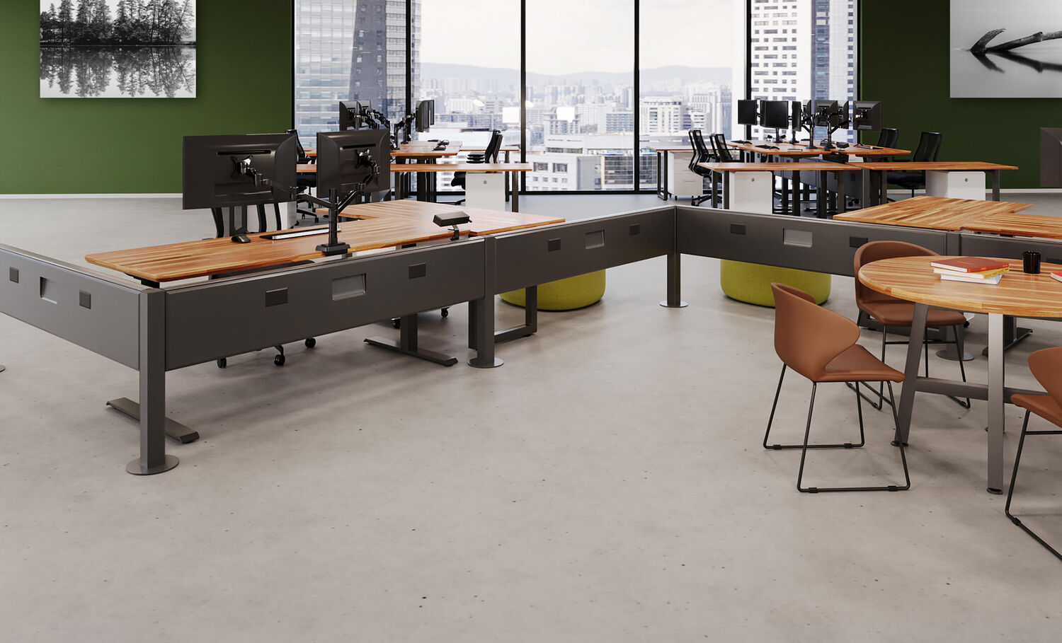 power beams in office setting