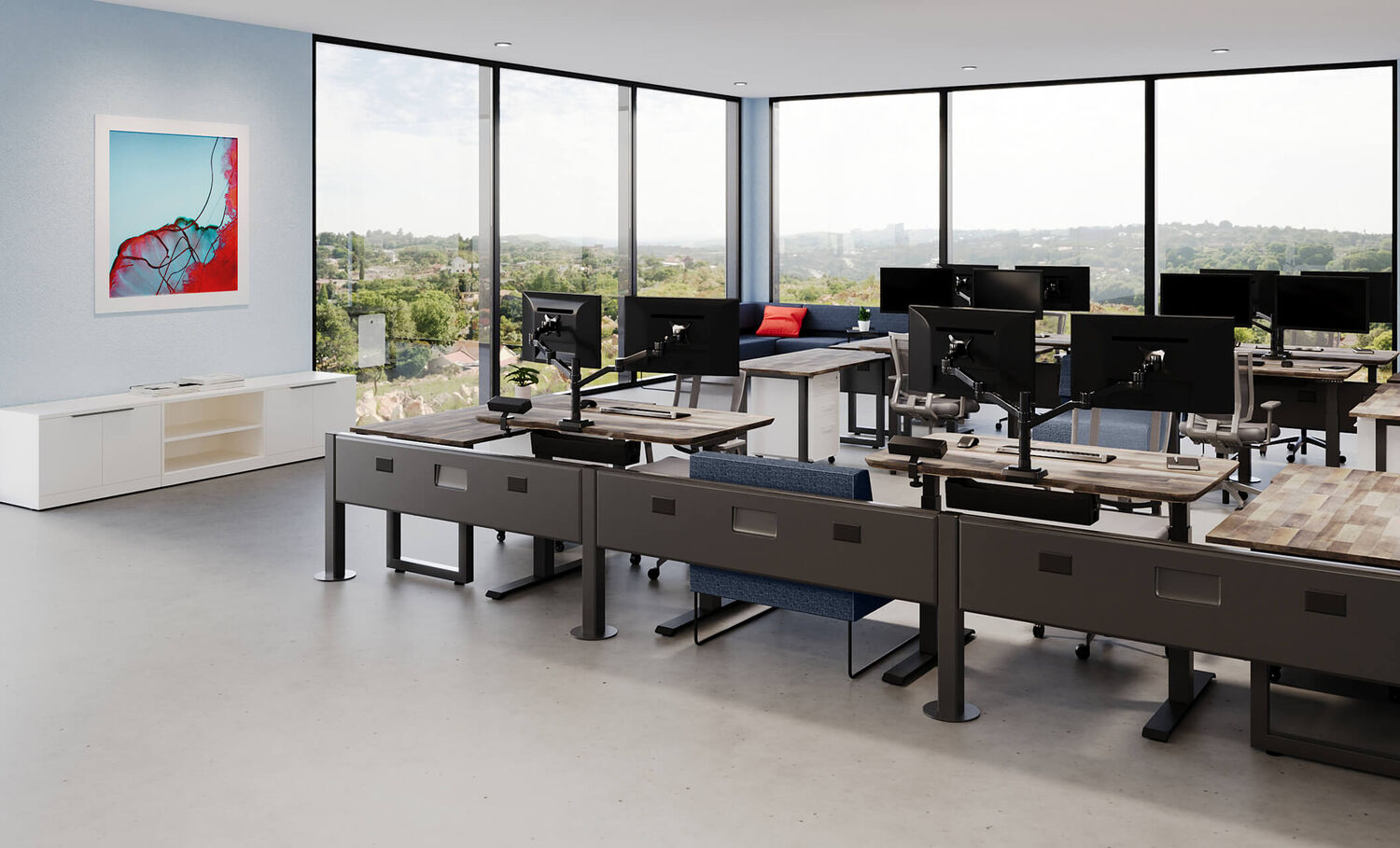 power beams in office setting