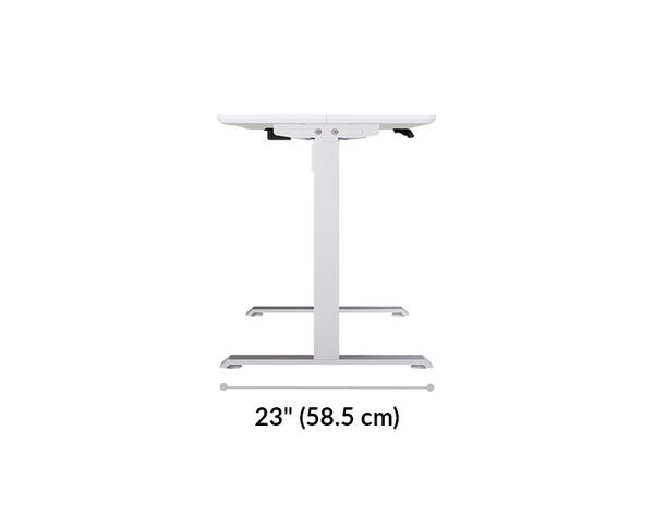 Essential Electric Standing Desk split top in white is 48x24 foot depth is 23 inches
