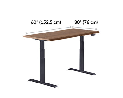 Electric Standing Desk with ComfortEdge™ 60x30 walnut is 48 inches wide and 30 inches deep