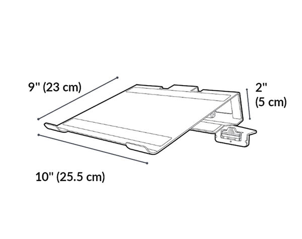 tech track laptop stand is ten inches long