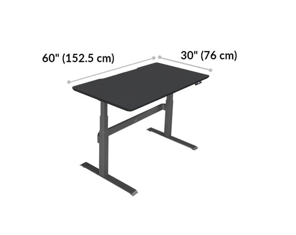 Electric Standing Desk 60x30 Black is 60 inches wide and 30 inches deep