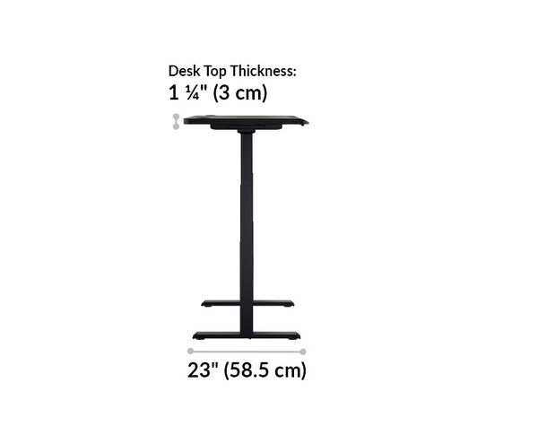 The base of the ergo electric Standing Desk 54x26 black black is twenty three inches deep