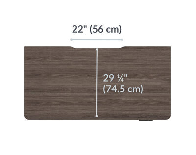 The surface of the Electric Standing Desk with ComfortEdge™ 60x30 espresso wood top is 29.25 inches deep