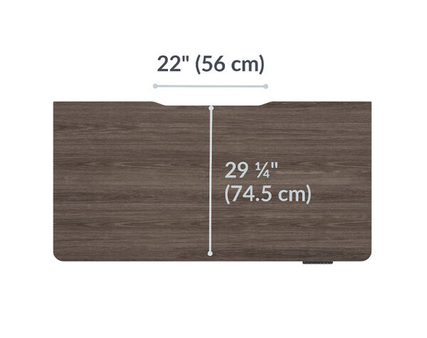 The surface of the Electric Standing Desk with ComfortEdge™  60x30 espresso wood top is 29.25 inches deep