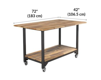 measures 72 inches long by 42 inches wide