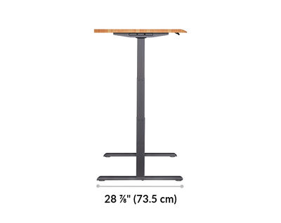 The base of the Electric Standing Desk 72x30 Butcher Block is 28.88 inches deep