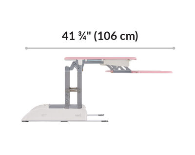 pro plus thirty six converter is forty one and three fourths inches deep from the end of the keyboard tray to the back of the base