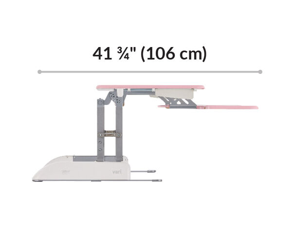 pro plus thirty six converter is forty one and three fourths inches deep from the end of the keyboard tray to the back of the base