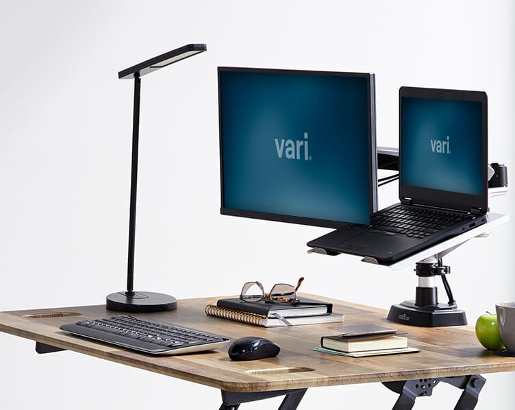 Desk with Vari LED Task Lamp