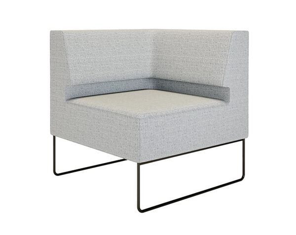 angled view of corner seat in light grey
