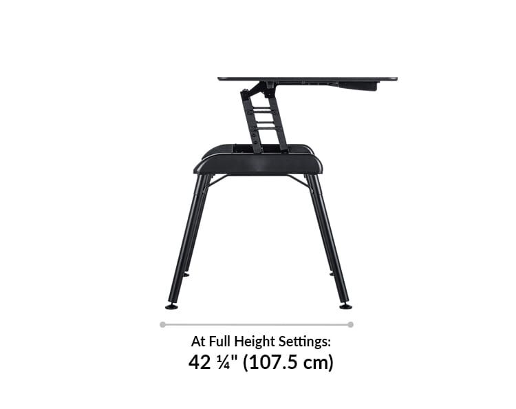 var standing desk 48 by 32 is 42 and a quarter inches tall at full extended height