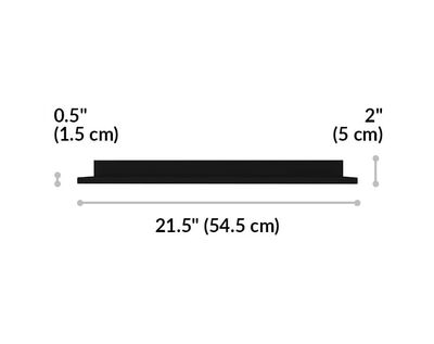 quickflex cube top shelf is twenty one and a half inches wide and two inches tall