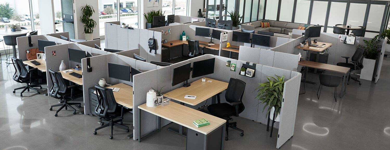 open office with cubicle workspaces