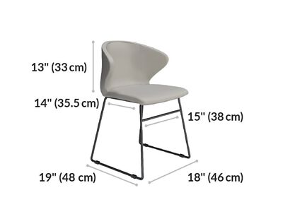 cafe chair seat back is 13 inches tall and seat length is 14 inches.