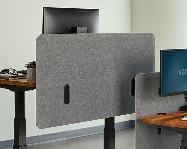 felt panel mounted on electric standing desk