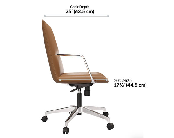 Measurement chart for the Summit Office Chair, detailing its chair depth and seat depth