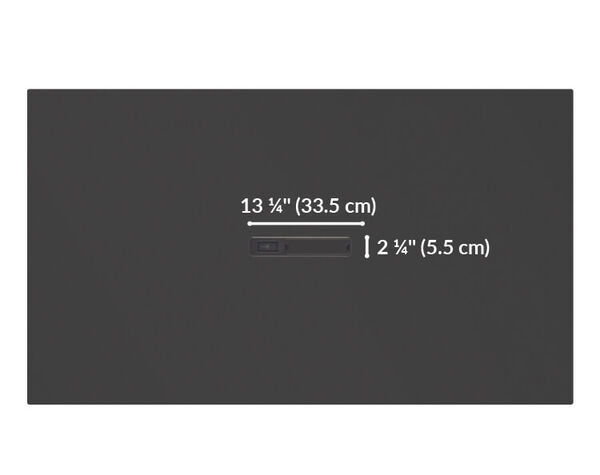 standing conference table has a center opening on the top of the table that is thirteen and one fourth inches wide 