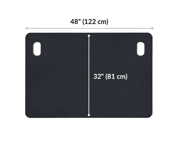 desktop is 48 inches wide and 32 inches deep.