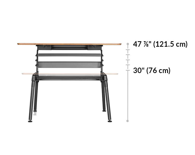 height settings range between 30 inches and 47 inches off the ground.