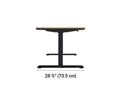 The base of the Electric Standing Desk 72x30 Butcher Block is 28.88 inches deep