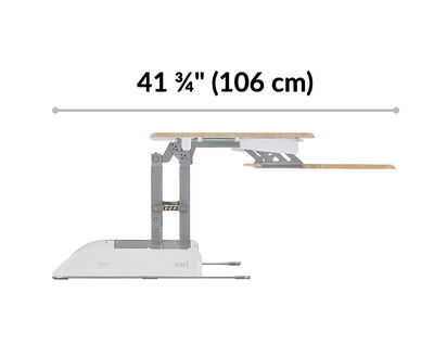 pro plus thirty six converter is forty one and three fourths inches deep from the end of the keyboard tray to the back of the base