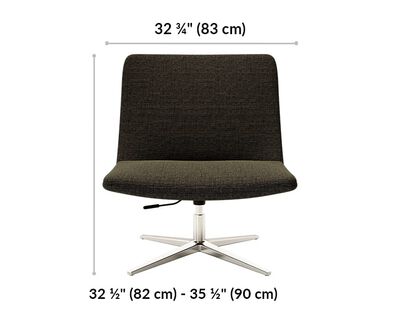 lounge chair is 32 and a half inches tall and 32 and 3 quarter inches wide