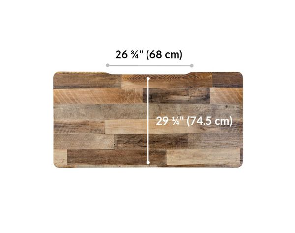 The surface of the Electric Standing Desk 60x30 Reclaimed Wood top is 29.25 inches deep