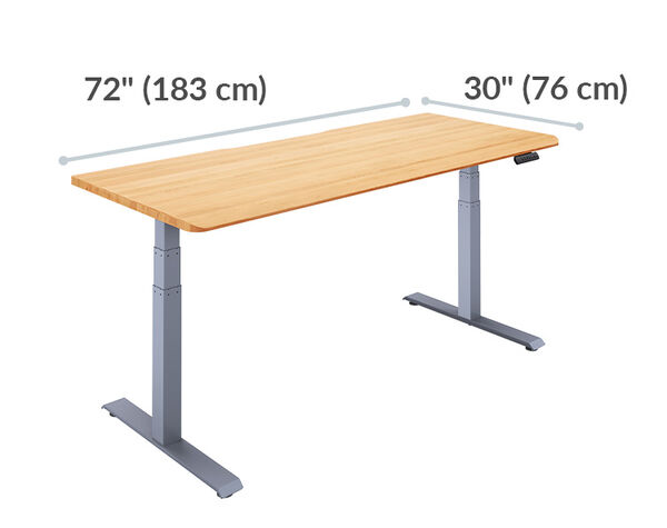 Electric Standing Desk 72x30 Black is 72 inches wide and 30 inches deep