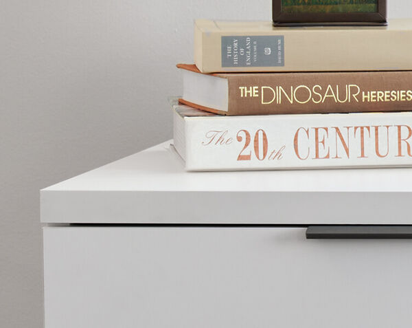 closeup view of corner of executive lateral file cabinet