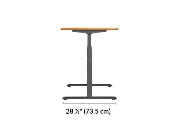 Vari electric standing desk 60 by 30 leg base is 28 and 7 eighths inches deep 
