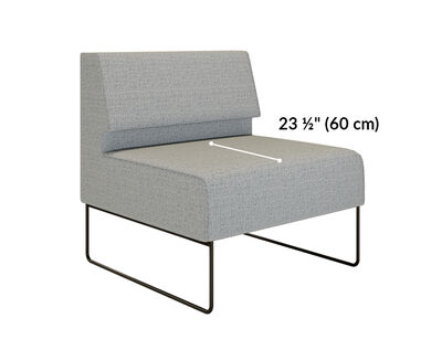 armless seat seat depth is 23 and a half inches deep