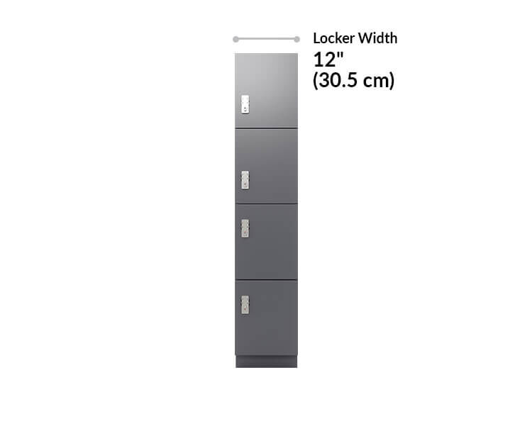 four tier locker is 12 inches wide