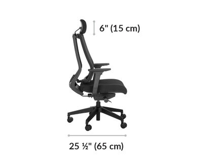 vari task chair with headrest base is 25 and a half inches wide