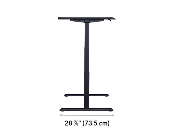 The base of the Electric Standing Desk with ComfortEdge™  72x30 black top with black legs is 28.88 inches deep