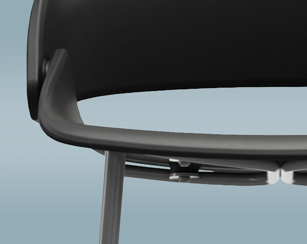 close up view of the seat of the wave chair